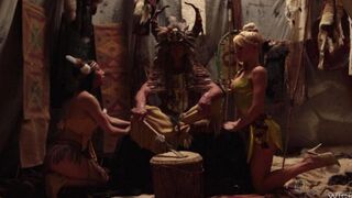 Red-skinned babes fuck with Prince Charming and a dragon slayer