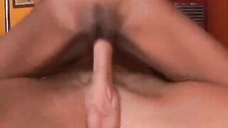 Skinny black babe loves riding huge white cocks