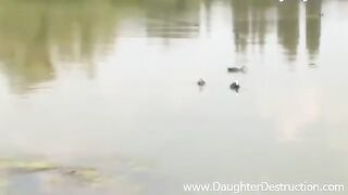 A young girl tried to attract a guy’s attention on the pier