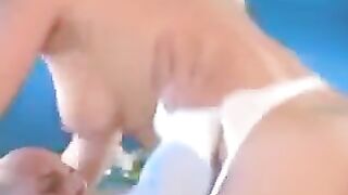 Hard and beautiful sex with a blonde in white stockings