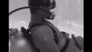 The aqua technician was giving a blowjob to the diver