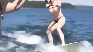 Adrianne posed topless down by the water, inspiring many with her daring looks