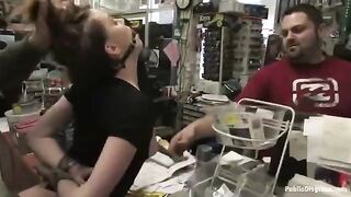 A girl was fucked hard in the shop, it was a wild scene