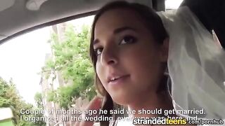 The newly married bride got fucked by a taxi driver in his car