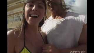 A girl got fucked after walking on her bicycle
