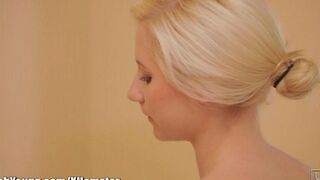 The shower made her slender body tender and sexy