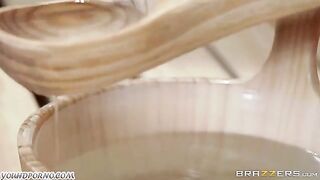 A mature woman accepted sex in the sauna from a young man