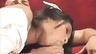 A hot nurse is giving a blowjob to her Asian patient in this steamy scene