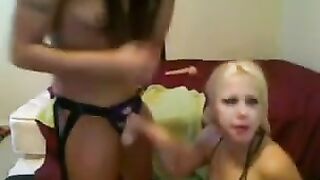 A hot blonde with big boobs has virtual sex in a chat