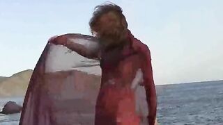 Nudist girl has small boobs and gets them spanked wet