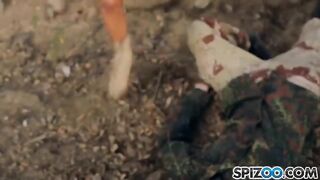Man fucked two sexy blondies in an abandoned warehouse in a steamy threesome