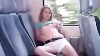 A girl was ironing her skirt on the bus and masturbating at the same time