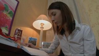 Alena teaches English to a guy using her ass in this hot vid