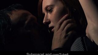 Redhead teen gets fucked in the dark room