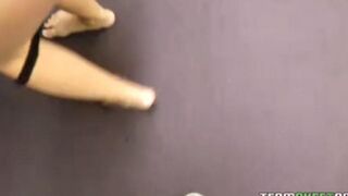 Blonde with big tits plays with a sweet mouth