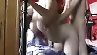 A fat assed slut in her home getting fucked in the ass