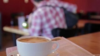 The guy picked up an Asian beauty in the cafe and fucked