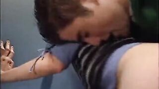 I installed a member on a young girl's pussy in toilet