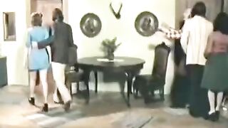 Retro sex with cute brunette and her friends