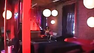Ebony girl in a latex suit vigorously moved her hips on a strong member