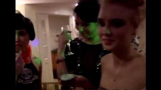 Young whores enjoy group sex at wild party