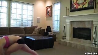 The girl came to the yoga instructor for the first time. He stretched her