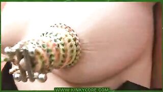 A hot girl got her labia pierced with needles, it was a very successful procedure