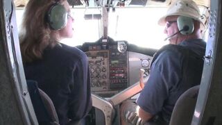 Stewardess with big tits gets her pussy railed