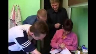 Foursome sex with Russian mom and homemade action