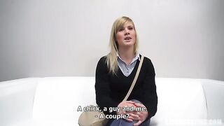 A 25-year-old woman from the Czech Republic made a blowjob during the porn casting