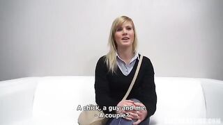 A 25-year-old woman from the Czech Republic made a blowjob during the porn casting