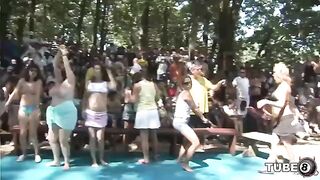 A young person is having fun outdoors in the forest