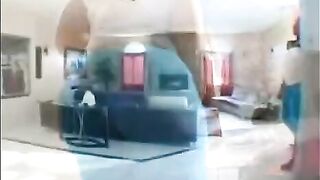 A cute girl has sex with her black boyfriend on the couch