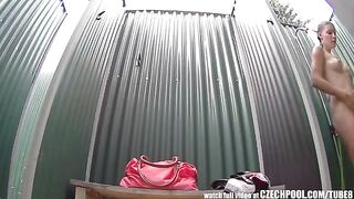 A secret camera was secretly filming a naked girl in the shower