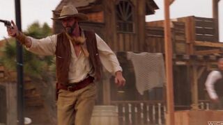 The cowboy punished but licked a pink clitoris