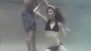 Redhead beauty makes love with her boyfriend in the pool