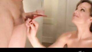 The powerful cum shot on beautiful big tits is unforgettable