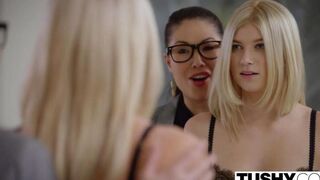 Blondie in stockings fucked deeply in her ass hole
