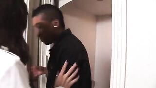 Dark-skinned reporter beds Sasha Gray with her juicy, succu dry cunt