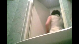 Camera in the toilet, peeping at a graduate