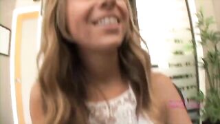 The girl demonstrates her boobs, but sucks cock like a slut