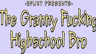 The guy managed to shove his dick in the crotch of the granny in a steamy scene