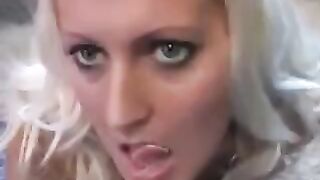 The whims of a blonde who licks sperm from a spoon