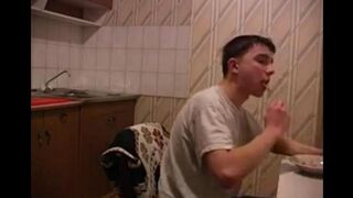The mother with cancer fucked her son in the kitchen
