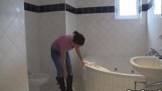 Hot shower and passionate sex with a young teen