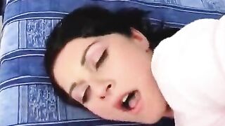 Cute woman got her face covered with cum after anal sex