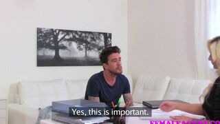 A couple enjoy each other on the couch with passion, reminiscent of steamy casting couch scenes