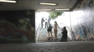 A girl got diluted and was fucked in a rough public encounter