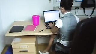 The boss pulled his secretary to himself and fucked her hard at work