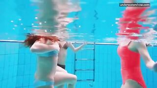 Nude girls playing in the pool, captured secretly with a camera